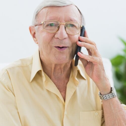elderly man on phone